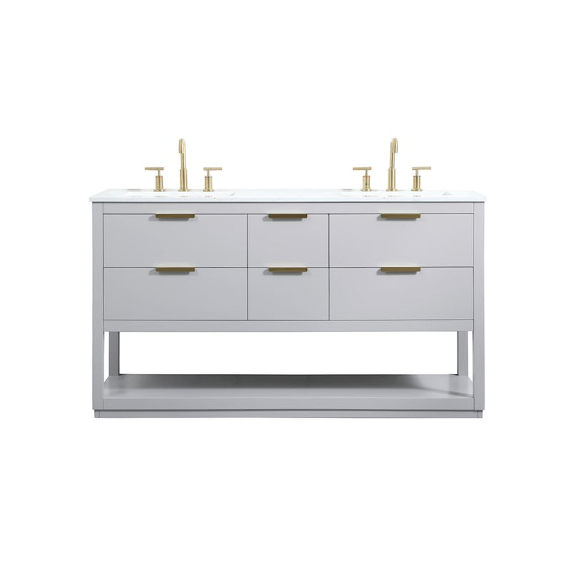 Elegant Kitchen/Bath Larkin 60" Double Bathroom Vanity, Grey - VF19260DGR