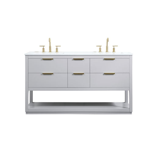 Elegant Kitchen/Bath Larkin 60" Double Bathroom Vanity, Grey - VF19260DGR