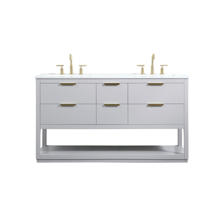 Elegant Kitchen/Bath Larkin 60" Double Bathroom Vanity, Grey - VF19260DGR