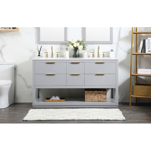 Elegant Kitchen/Bath Larkin 60" Double Bathroom Vanity, Grey