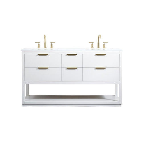 Elegant Kitchen/Bath Larkin 60" Double Bathroom Vanity, White - VF19260DWH
