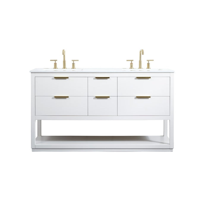 Elegant Kitchen/Bath Larkin 60" Double Bathroom Vanity, White - VF19260DWH
