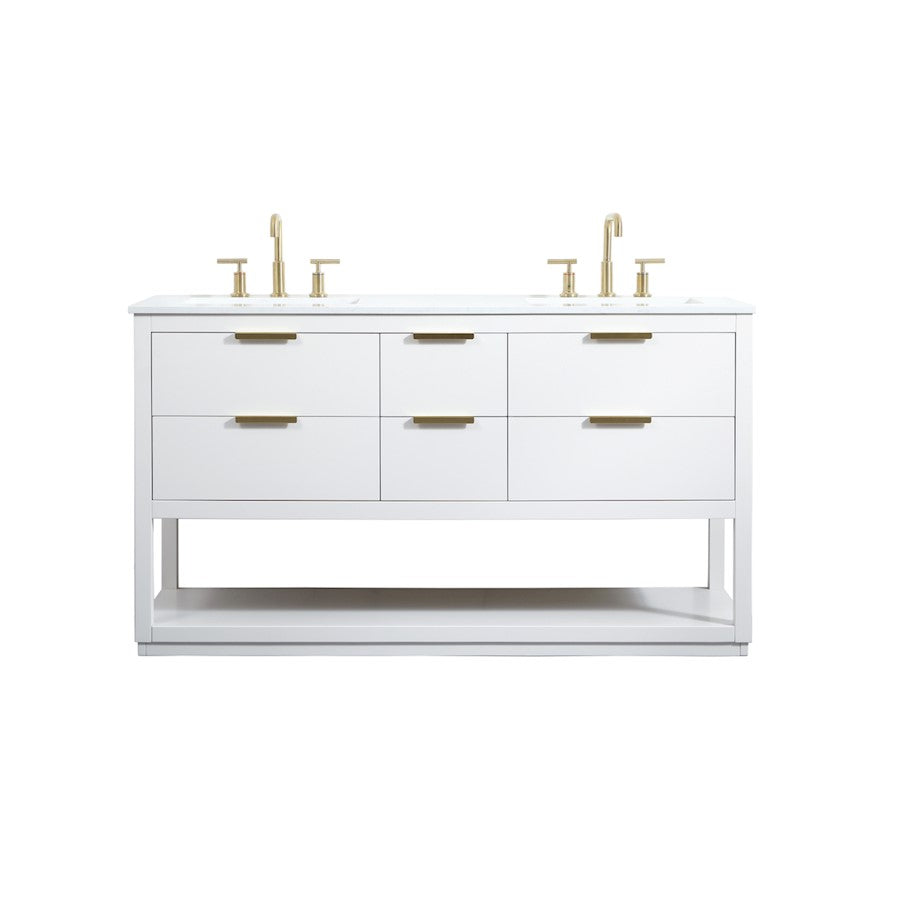 Elegant Kitchen/Bath Larkin 60" Double Bathroom Vanity, White - VF19260DWH