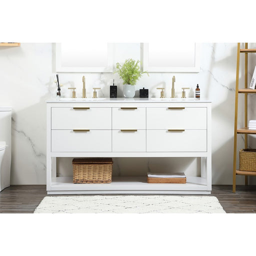 Elegant Kitchen/Bath Larkin 60" Double Bathroom Vanity, White