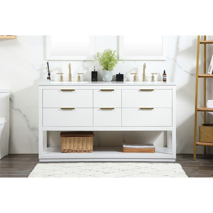 Elegant Kitchen/Bath Larkin 60" Double Bathroom Vanity, White