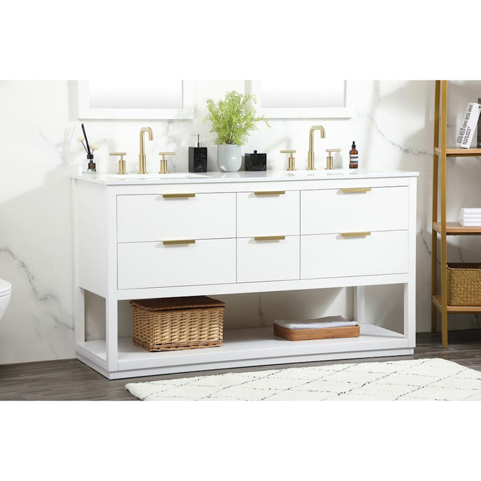 Elegant Kitchen/Bath Larkin 60" Double Bathroom Vanity, White