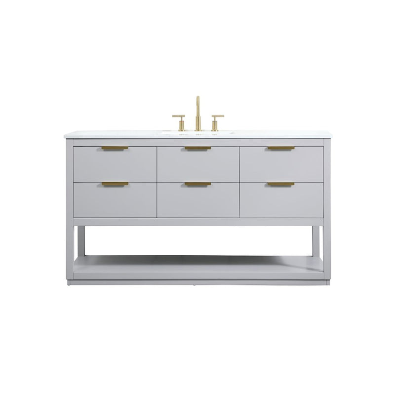 Elegant Kitchen/Bath Larkin 60" Single Bathroom Vanity, Grey - VF19260GR