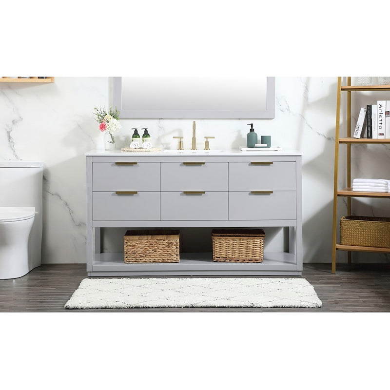 Elegant Kitchen/Bath Larkin 60" Single Bathroom Vanity, Grey