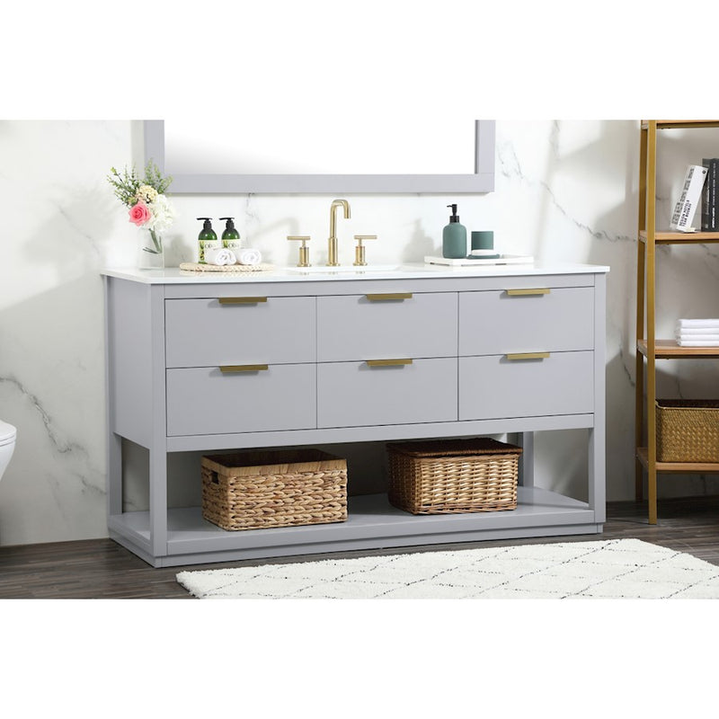 Elegant Kitchen/Bath Larkin 60" Single Bathroom Vanity, Grey