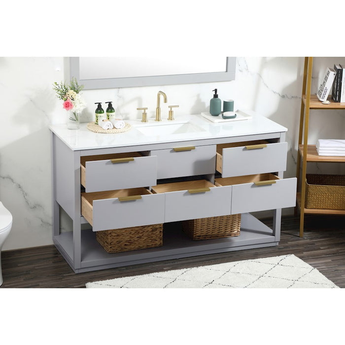 Elegant Kitchen/Bath Larkin 60" Single Bathroom Vanity, Grey