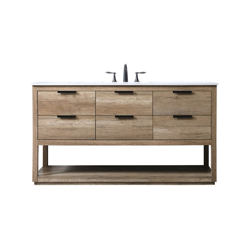 Elegant Lighting Larkin 60"L Single Vanity Sink, Natural Oak - VF19260NT