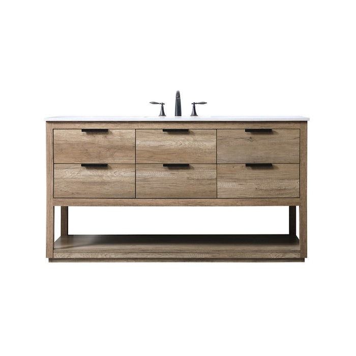 Elegant Lighting Larkin 60"L Single Vanity Sink, Natural Oak - VF19260NT