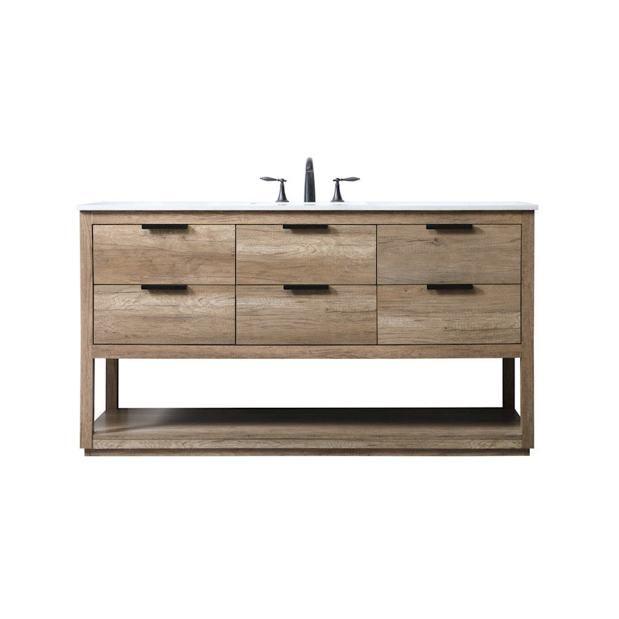 Elegant Lighting Larkin 60"L Single Vanity Sink, Natural Oak - VF19260NT