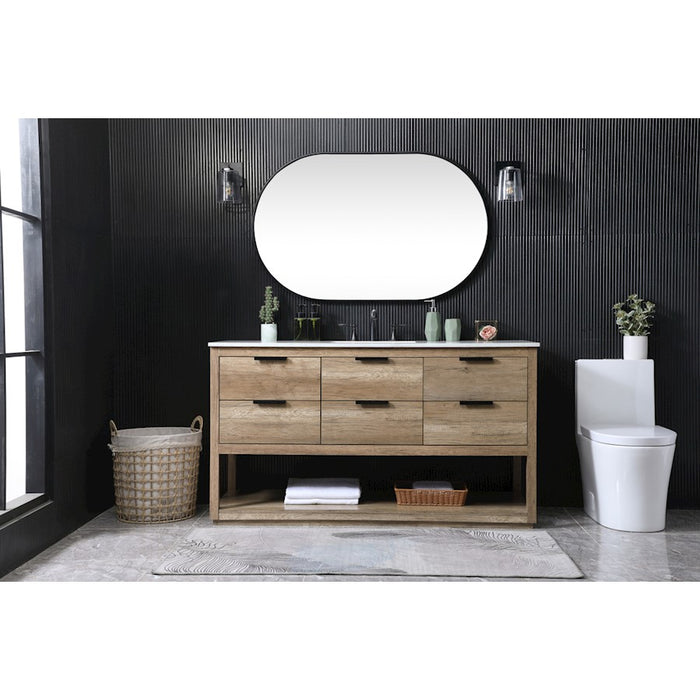Elegant Lighting Larkin 60"L Single Vanity Sink, Natural Oak