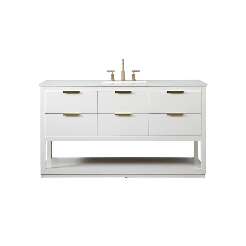 Elegant Kitchen/Bath Larkin 60" Single Bathroom Vanity, White - VF19260WH