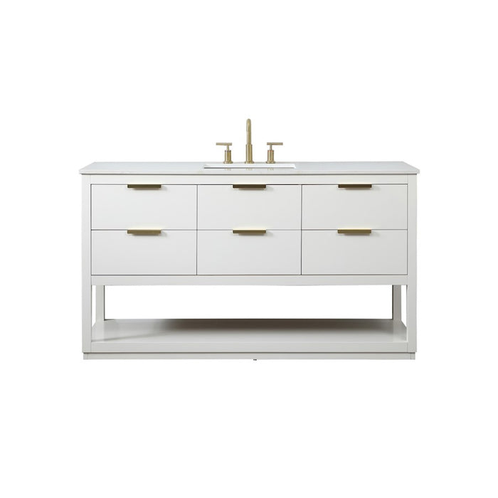 Elegant Kitchen/Bath Larkin 60" Single Bathroom Vanity, White - VF19260WH