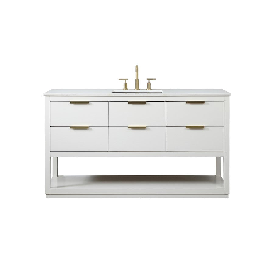 Elegant Kitchen/Bath Larkin 60" Single Bathroom Vanity, White - VF19260WH