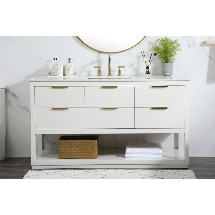Elegant Kitchen/Bath Larkin 60" Single Bathroom Vanity, White