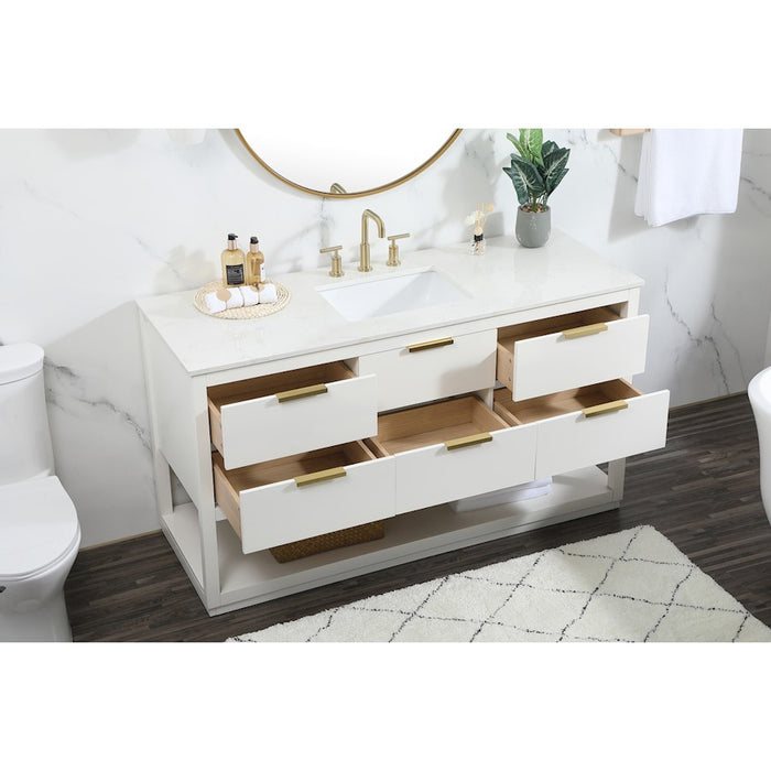Elegant Kitchen/Bath Larkin 60" Single Bathroom Vanity, White
