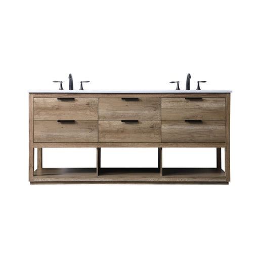 Elegant Lighting Larkin 72"L Double Vanity Sink, Natural Oak - VF19272DNT