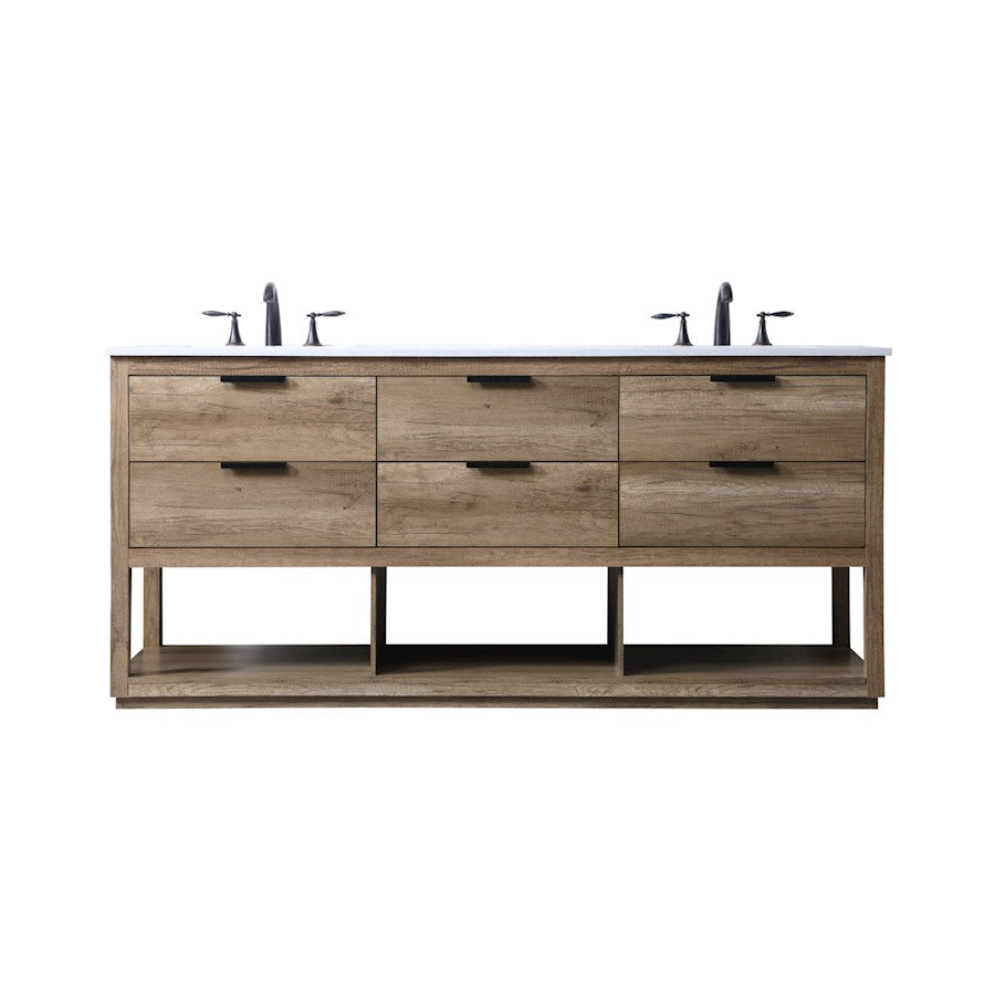 Elegant Lighting Larkin 72"L Double Vanity Sink, Natural Oak - VF19272DNT