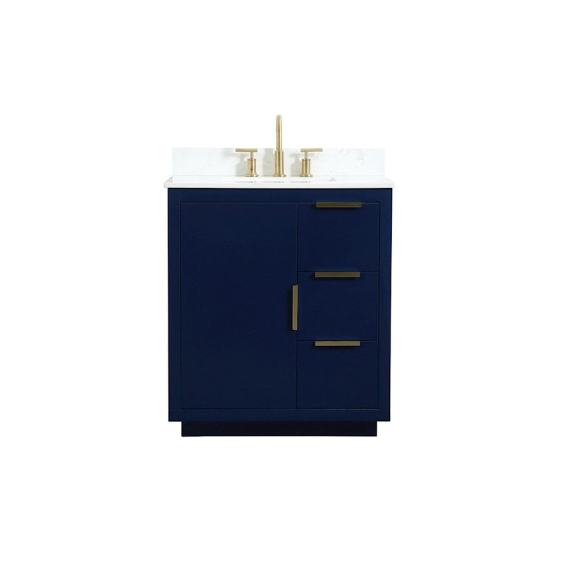 Elegant Blake 30" Single Bathroom Vanity, Blue/Backsplash - VF19430BL-BS