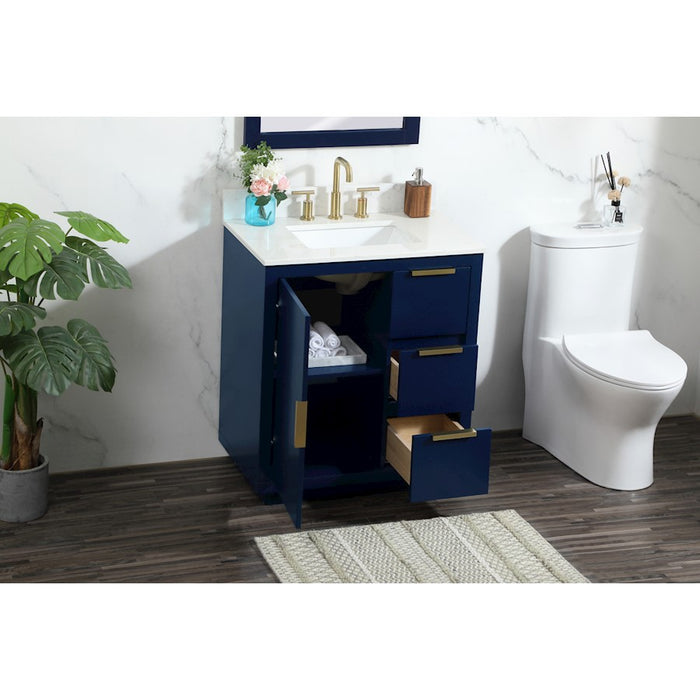 Elegant Blake 30" Single Bathroom Vanity, Blue/Backsplash