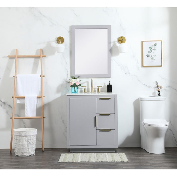 Elegant Blake 30" Single Bathroom Vanity, Blue/Backsplash