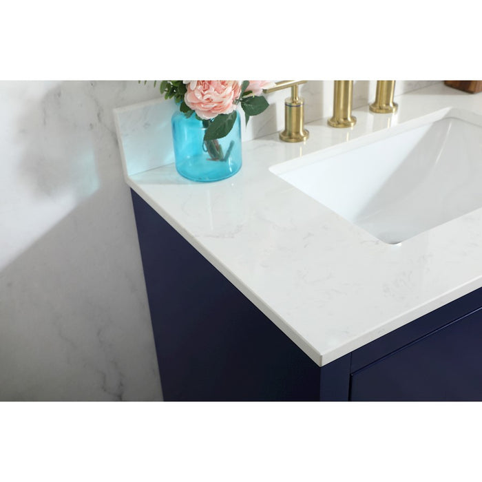 Elegant Blake 30" Single Bathroom Vanity, Blue/Backsplash