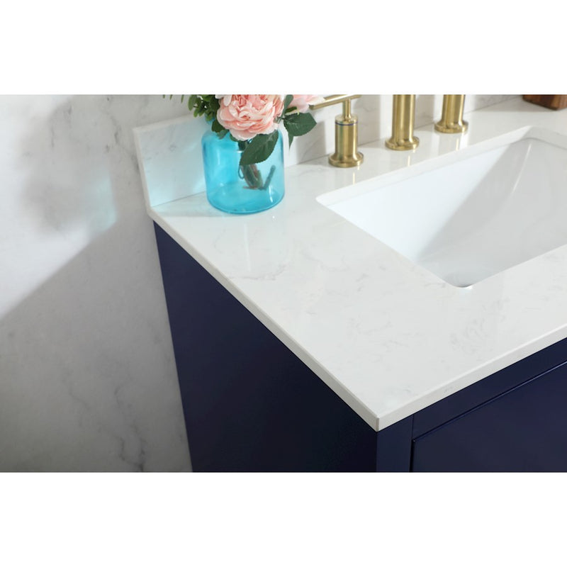 Elegant Blake 30" Single Bathroom Vanity, Blue/Backsplash