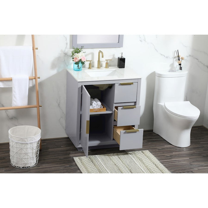Elegant Kitchen/Bath Blake 30" Single Bathroom Vanity, Grey