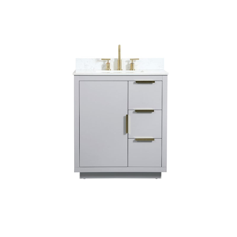 Elegant Blake 30" Single Bathroom Vanity, Grey/Backsplash - VF19430GR-BS
