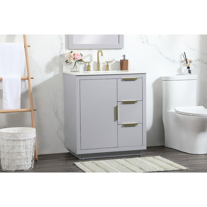 Elegant Blake 30" Single Bathroom Vanity, Grey/Backsplash