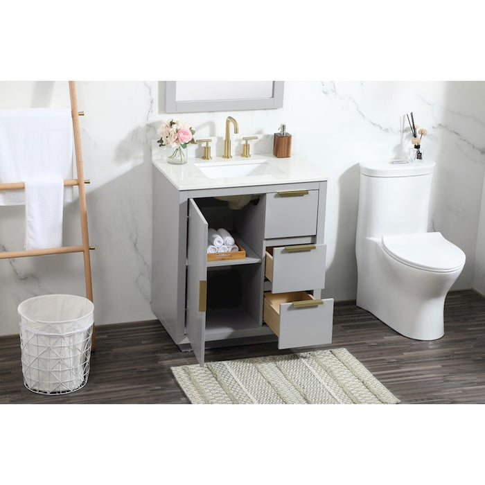 Elegant Blake 30" Single Bathroom Vanity, Grey/Backsplash