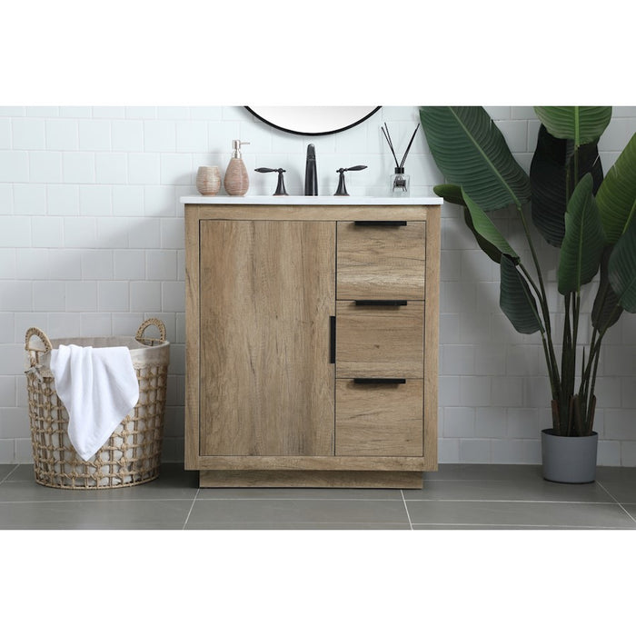 Elegant Lighting Blake 30"L Single Vanity Sink, Natural Oak