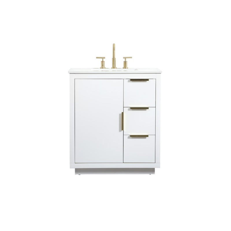 Elegant Kitchen/Bath Blake 30" Single Bathroom Vanity, White - VF19430WH