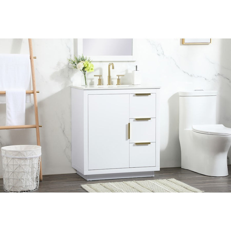 Elegant Kitchen/Bath Blake 30" Single Bathroom Vanity, White