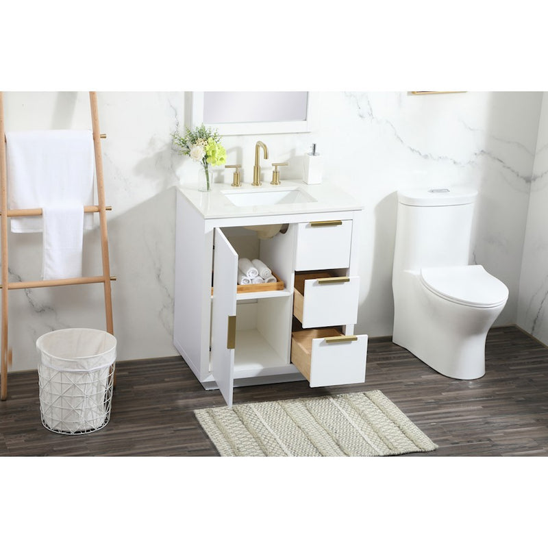 Elegant Kitchen/Bath Blake 30" Single Bathroom Vanity, White