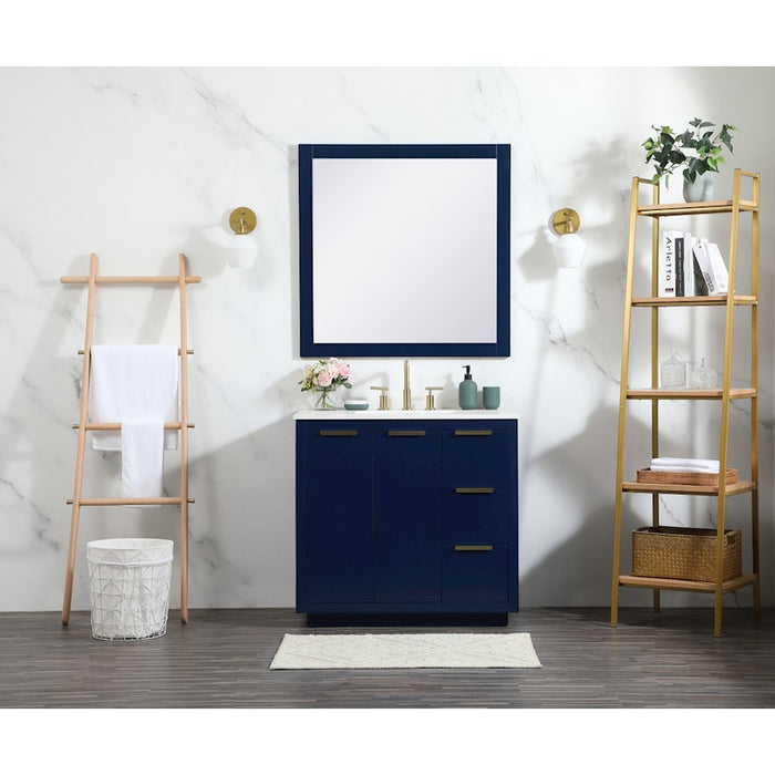Elegant Blake 30" Single Bathroom Vanity, White/Backsplash