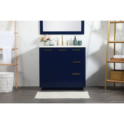 Elegant Kitchen/Bath Blake 36" Single Bathroom Vanity, Blue