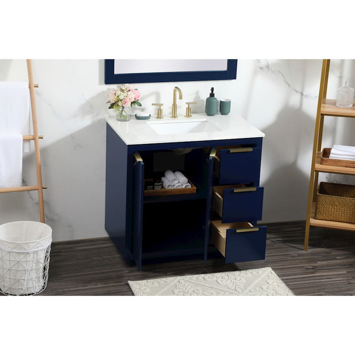 Elegant Kitchen/Bath Blake 36" Single Bathroom Vanity, Blue