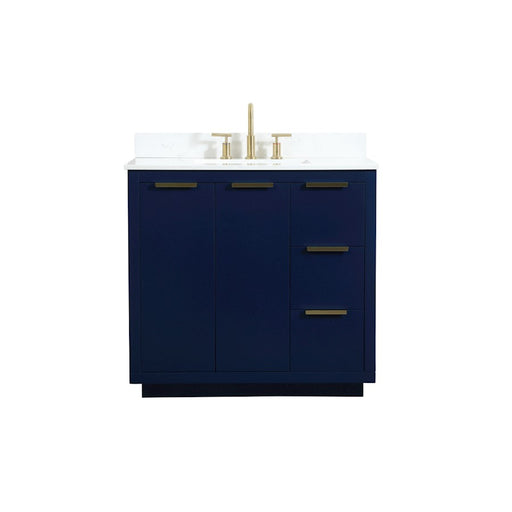 Elegant Blake 36" Single Bathroom Vanity, Blue/Backsplash - VF19436BL-BS