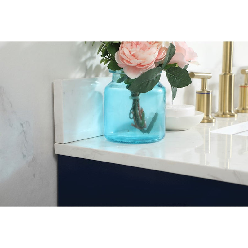 Elegant Blake 36" Single Bathroom Vanity, Blue/Backsplash
