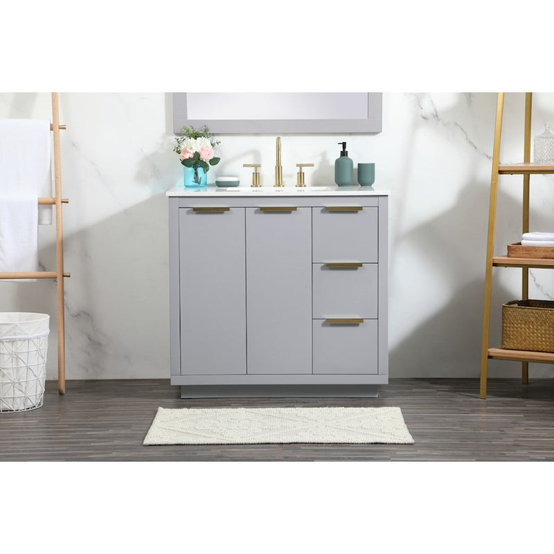 Elegant Kitchen/Bath Blake 36" Single Bathroom Vanity, Grey
