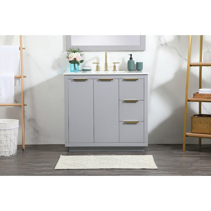 Elegant Kitchen/Bath Blake 36" Single Bathroom Vanity, Grey