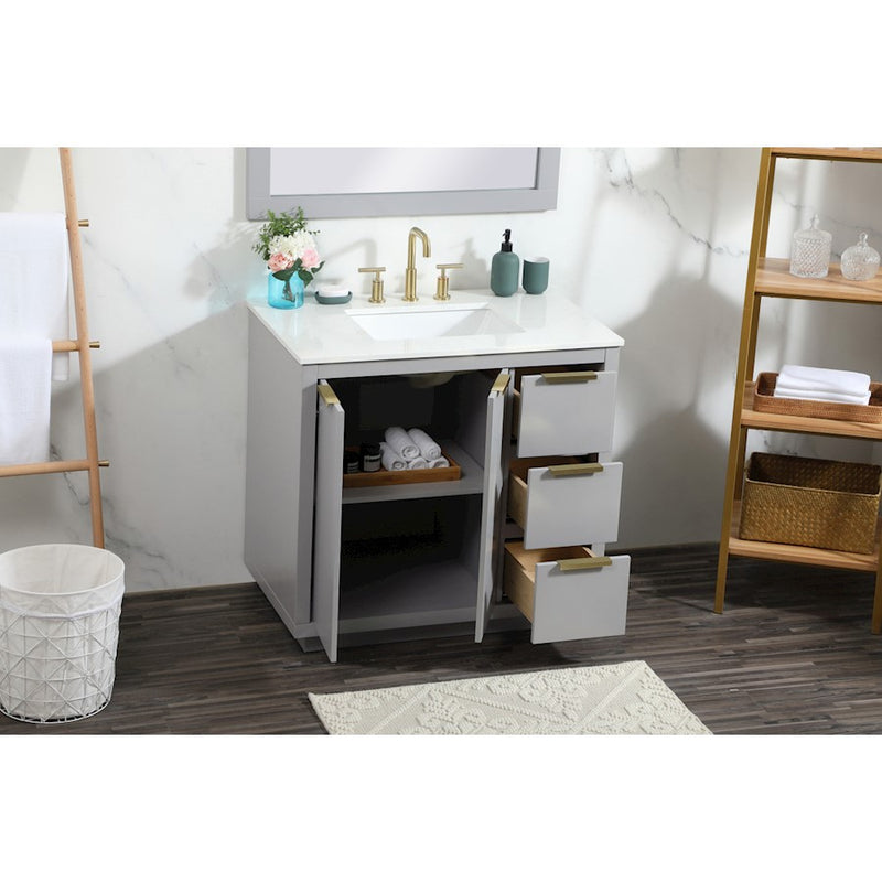 Elegant Kitchen/Bath Blake 36" Single Bathroom Vanity, Grey