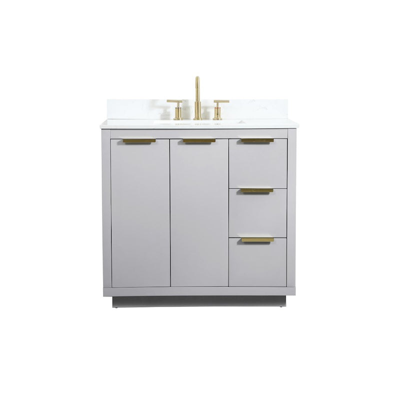 Elegant Blake 36" Single Bathroom Vanity, Grey/Backsplash - VF19436GR-BS