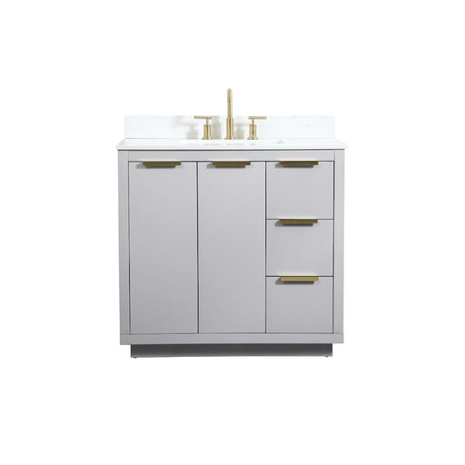 Elegant Blake 36" Single Bathroom Vanity, Grey/Backsplash - VF19436GR-BS