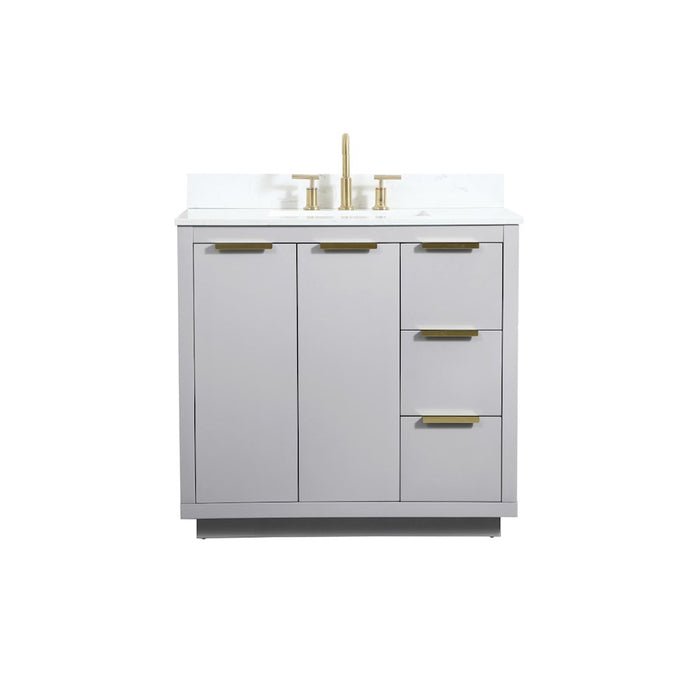 Elegant Blake 36" Single Bathroom Vanity, Grey/Backsplash - VF19436GR-BS