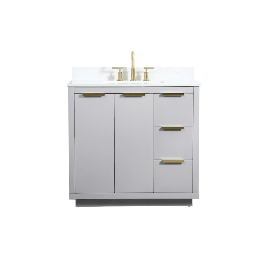 Elegant Blake 36" Single Bathroom Vanity, Grey/Backsplash - VF19436GR-BS